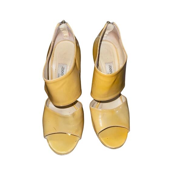 Jimmy Choo Womens Heels Yellow Patent Leather Designer Luxury Made in Italy 8.5 - Picture 2 of 7